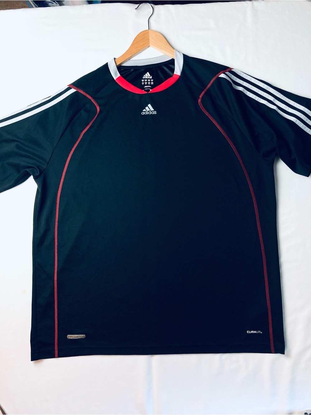 Adidas Climalite Predator Jersey Black Red T Shirt XL